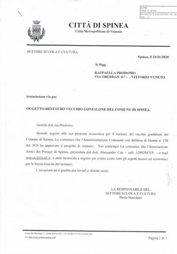 4 comunicazione  resp cultura spinea a restauratrice incarico ad Ass Amici dei Presepi Spinea r